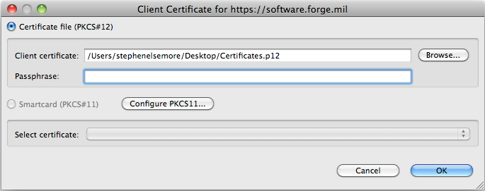 Client certificate options