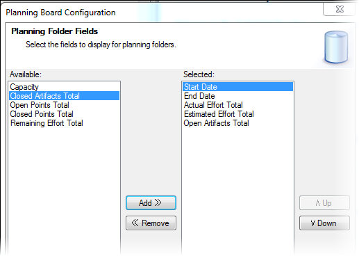 Specify planning folder fields