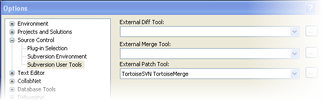 Configure an external merge, diff or patch tool