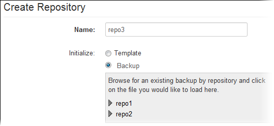 Create a repository from a backup