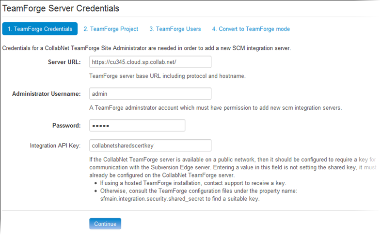 Step 1 - TeamForge Credentials
